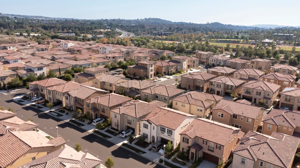 Aerial view of housing in the Foothill Ranch area of Lake Forest, California, USA.