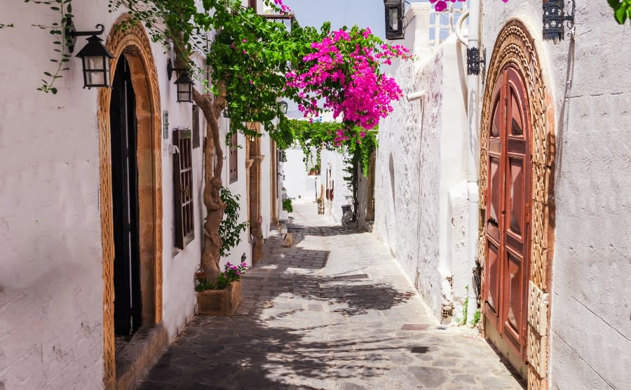 Ancient street in Rhodes, Greece