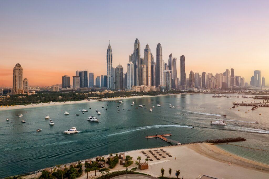 Dubai marina at sunset