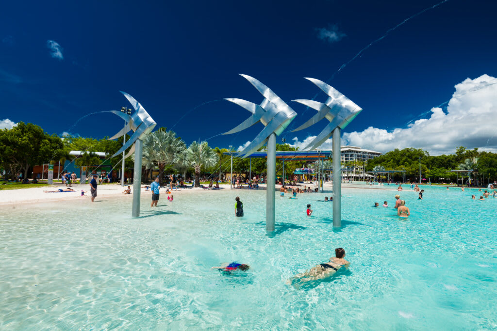 People swimming in Cairns lagoon