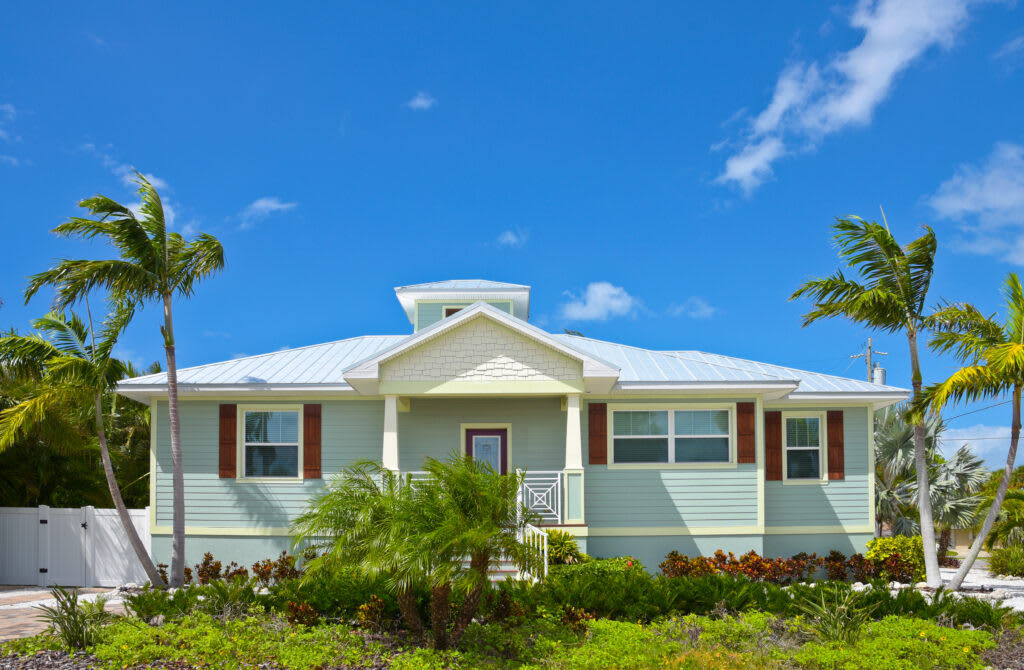 Florida house and palm trees