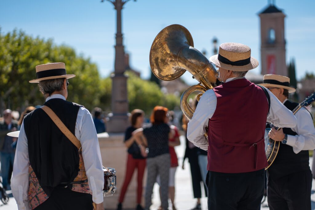 Musicians playing brass instruments