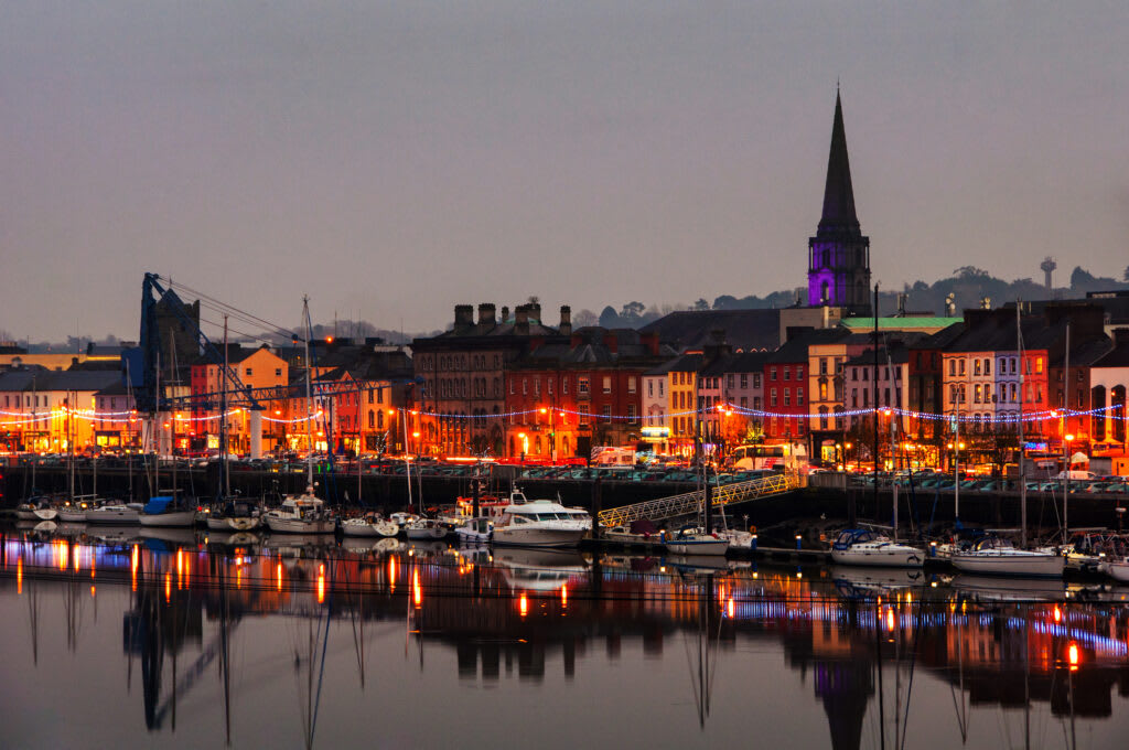 Waterford waterfront at night