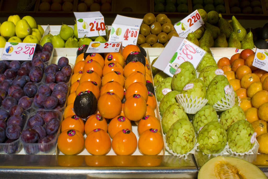 Market stall selling fruit in Valencia
