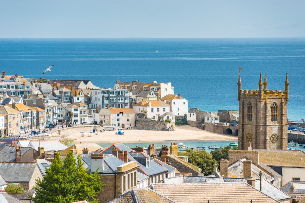 St Ives beach and houses