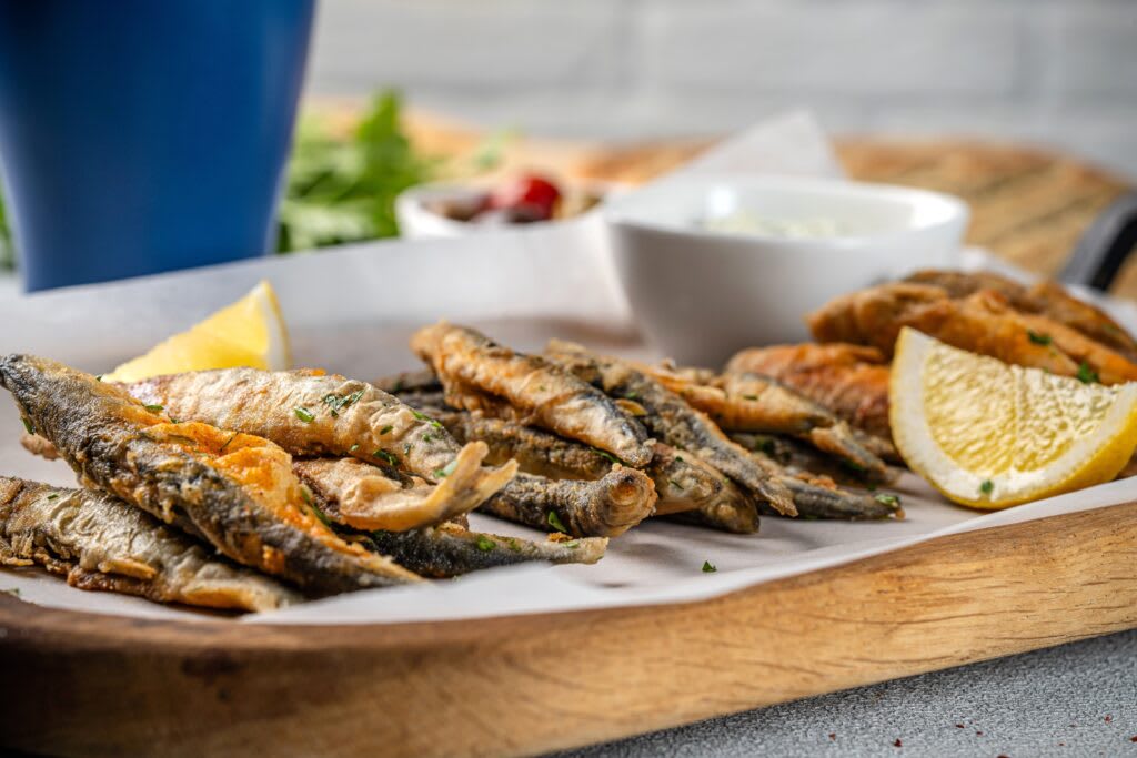 Plate of fried anchovies