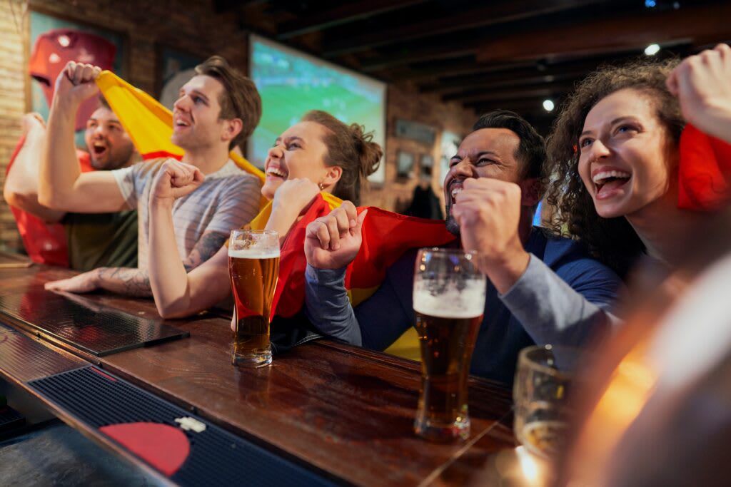 Spain football fans in bar
